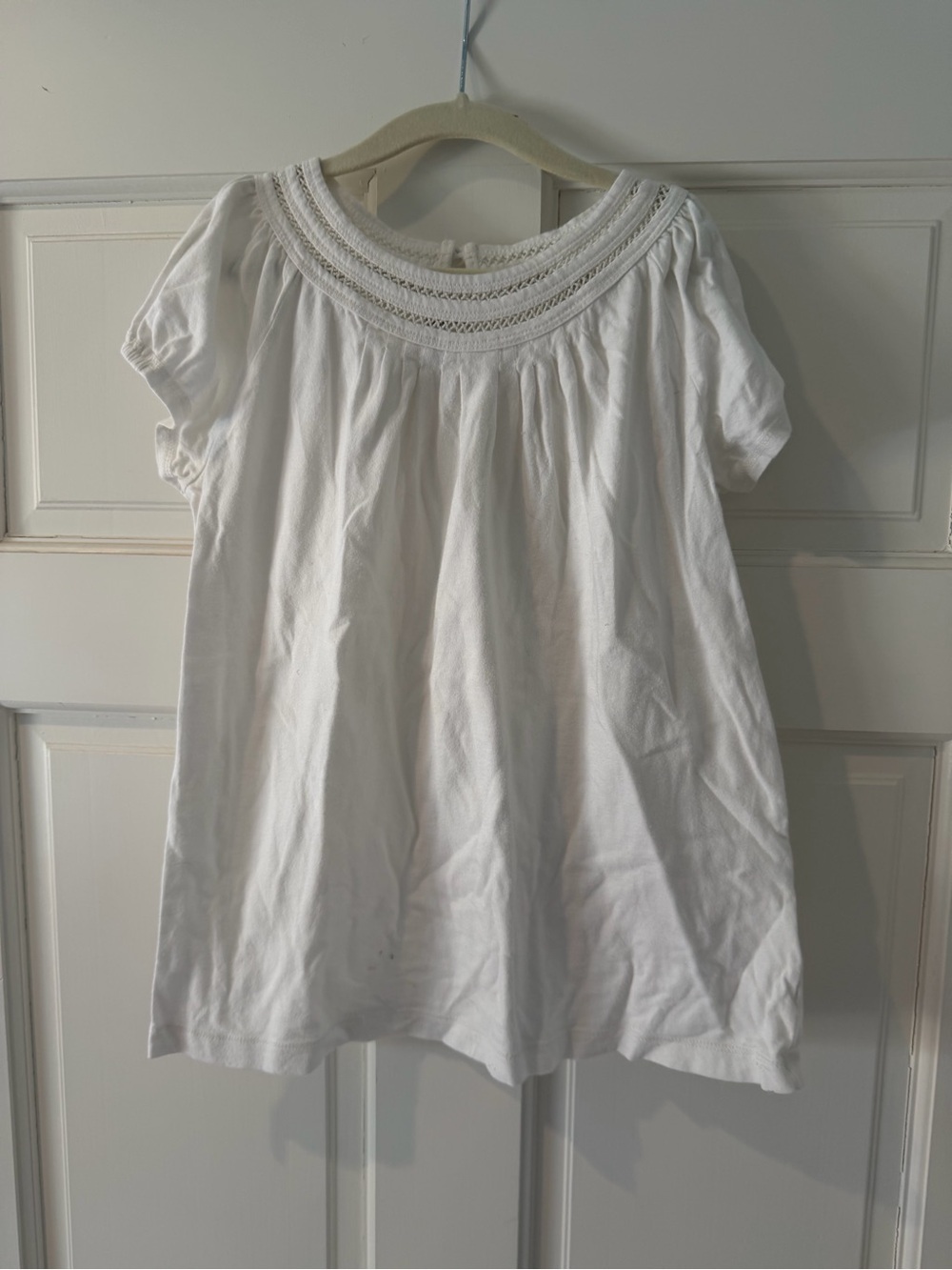 GAP White Smocked Neck Short Sleeve Girls' Top